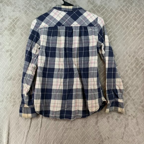 Vanilla Star Womens S Flannel Shirt Blue Plaid Long Sleeve Button Front Western - Picture 12 of 16